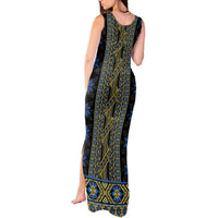 Ukraine Tank Maxi Dress Traditional Braided Rope Belt Folk Pattern National Color