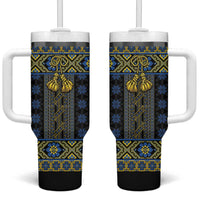 Ukraine Tumbler With Handle Traditional Braided Rope Belt Folk Pattern National Color