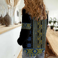 Ukraine Women Casual Shirt Traditional Braided Rope Belt Folk Pattern National Color