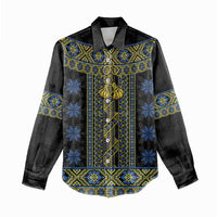 Ukraine Women Casual Shirt Traditional Braided Rope Belt Folk Pattern National Color