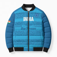 Custom India Football 2026 Bomber Puffer Jacket Come On Blue Tigresses - Blue Version