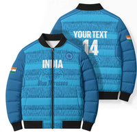 Custom India Football 2026 Bomber Puffer Jacket Come On Blue Tigresses - Blue Version