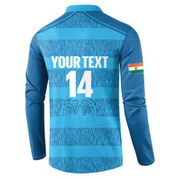 Custom India Football 2026 Button Sweatshirt Come On Blue Tigresses - Blue Version