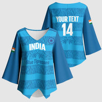 Custom India Football 2026 Kimono Sleeve Blouse Come On Blue Tigresses - Blue Version