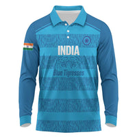 Custom India Football 2026 Long Sleeve Polo Shirt Come On Blue Tigresses - Blue Version