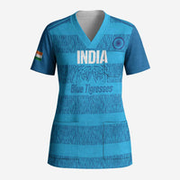 Custom India Football 2026 Scrub Top Come On Blue Tigresses - Blue Version