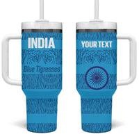 Custom India Football 2026 Tumbler With Handle Come On Blue Tigresses - Blue Version