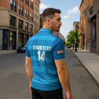 Custom India Football 2026 Zipper Polo Shirt Come On Blue Tigresses - Blue Version