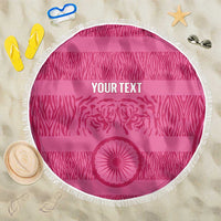 Custom India Football 2026 Beach Blanket Come On Blue Tigresses - Pink Version