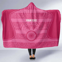 Custom India Football 2026 Hooded Blanket Come On Blue Tigresses - Pink Version