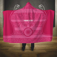 Custom India Football 2026 Hooded Blanket Come On Blue Tigresses - Pink Version