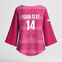 Custom India Football 2026 Kimono Sleeve Blouse Come On Blue Tigresses - Pink Version