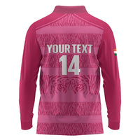 Custom India Football 2026 Long Sleeve Polo Shirt Come On Blue Tigresses - Pink Version