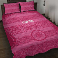 Custom India Football 2026 Quilt Bed Set Come On Blue Tigresses - Pink Version