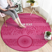 Custom India Football 2026 Round Carpet Come On Blue Tigresses - Pink Version