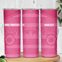 Custom India Football 2026 Skinny Tumbler Come On Blue Tigresses - Pink Version