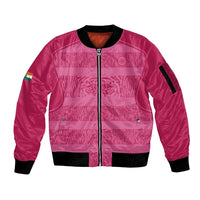 Custom India Football 2026 Sleeve Zip Bomber Jacket Come On Blue Tigresses - Pink Version