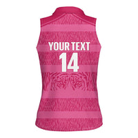 Custom India Football 2026 Women Sleeveless Polo Shirt Come On Blue Tigresses - Pink Version