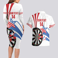 Custom United States Darts Couples Matching Long Sleeve Bodycon Dress and Hawaiian Shirt USA Go Champions
