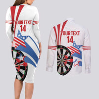Custom United States Darts Couples Matching Long Sleeve Bodycon Dress and Long Sleeve Button Shirt USA Go Champions