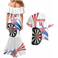 Custom United States Darts Couples Matching Mermaid Dress and Hawaiian Shirt USA Go Champions