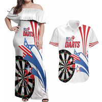 Custom United States Darts Couples Matching Off Shoulder Maxi Dress and Hawaiian Shirt USA Go Champions