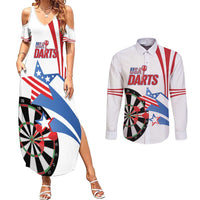 Custom United States Darts Couples Matching Summer Maxi Dress and Long Sleeve Button Shirt USA Go Champions