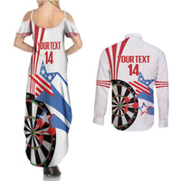 Custom United States Darts Couples Matching Summer Maxi Dress and Long Sleeve Button Shirt USA Go Champions