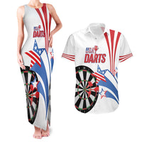 Custom United States Darts Couples Matching Tank Maxi Dress and Hawaiian Shirt USA Go Champions