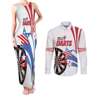 Custom United States Darts Couples Matching Tank Maxi Dress and Long Sleeve Button Shirt USA Go Champions