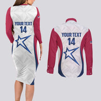 Custom United States Darts Couples Matching Long Sleeve Bodycon Dress and Long Sleeve Button Shirt Come On USA Curve Style