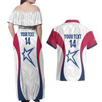 Custom United States Darts Couples Matching Off Shoulder Maxi Dress and Hawaiian Shirt Come On USA Curve Style
