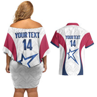 Custom United States Darts Couples Matching Off Shoulder Short Dress and Hawaiian Shirt Come On USA Curve Style