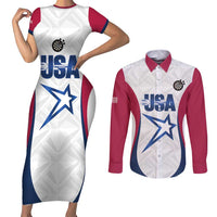 Custom United States Darts Couples Matching Short Sleeve Bodycon Dress and Long Sleeve Button Shirt Come On USA Curve Style