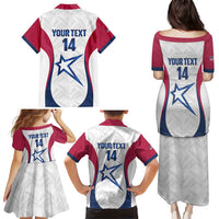 Custom United States Darts Family Matching Puletasi and Hawaiian Shirt Come On USA Curve Style