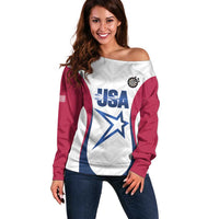 Custom United States Darts Off Shoulder Sweater Come On USA Curve Style