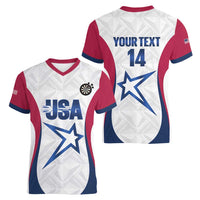 Custom United States Darts Women V-Neck T-Shirt Come On USA Curve Style