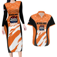 Custom Netherlands Darts Couples Matching Long Sleeve Bodycon Dress and Hawaiian Shirt Come On Holland