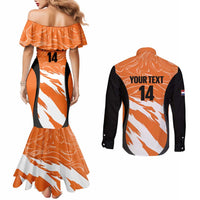 Custom Netherlands Darts Couples Matching Mermaid Dress and Long Sleeve Button Shirt Come On Holland