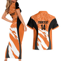 Custom Netherlands Darts Couples Matching Short Sleeve Bodycon Dress and Hawaiian Shirt Come On Holland