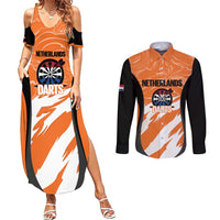 Custom Netherlands Darts Couples Matching Summer Maxi Dress and Long Sleeve Button Shirt Come On Holland