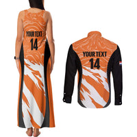 Custom Netherlands Darts Couples Matching Tank Maxi Dress and Long Sleeve Button Shirt Come On Holland