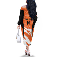 Custom Netherlands Darts Family Matching Off The Shoulder Long Sleeve Dress and Hawaiian Shirt Come On Holland