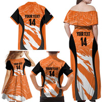Custom Netherlands Darts Family Matching Off Shoulder Maxi Dress and Hawaiian Shirt Come On Holland