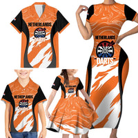 Custom Netherlands Darts Family Matching Short Sleeve Bodycon Dress and Hawaiian Shirt Come On Holland