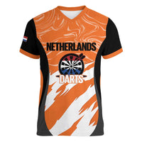 Custom Netherlands Darts Women V-Neck T-Shirt Come On Holland