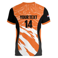 Custom Netherlands Darts Women V-Neck T-Shirt Come On Holland