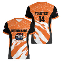 Custom Netherlands Darts Women V-Neck T-Shirt Come On Holland