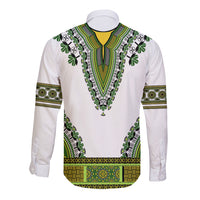 Africa Long Sleeve Button Shirt African Dashiki Royal Green Version - Wonder Print Shop