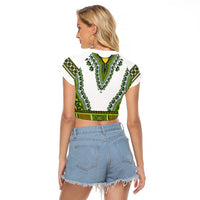 Africa Raglan Cropped T Shirt African Dashiki Royal Green Version - Wonder Print Shop